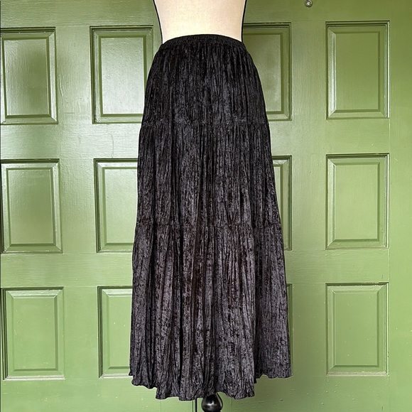 Cactus Flower Dresses & Skirts - Vintage 90s Cactus Flower Crushed Velvet Maxi Skirt – OSFA